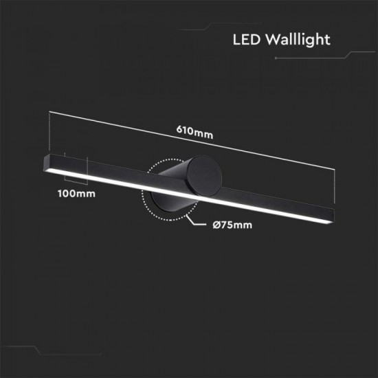 Aplica LED etansa pentru tablou sau oglinda 10W 610mm aluminiu corp negru IP65