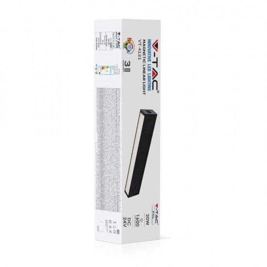 Corp LED liniar magnetic 20W Corp Negru Alb Cald