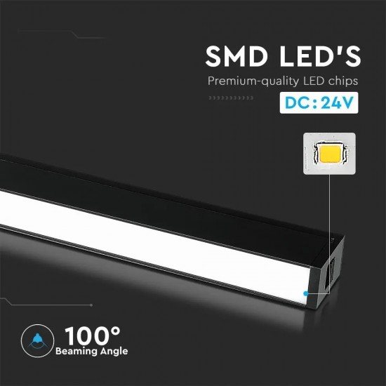 Corp LED liniar magnetic 20W Corp Negru Alb Cald