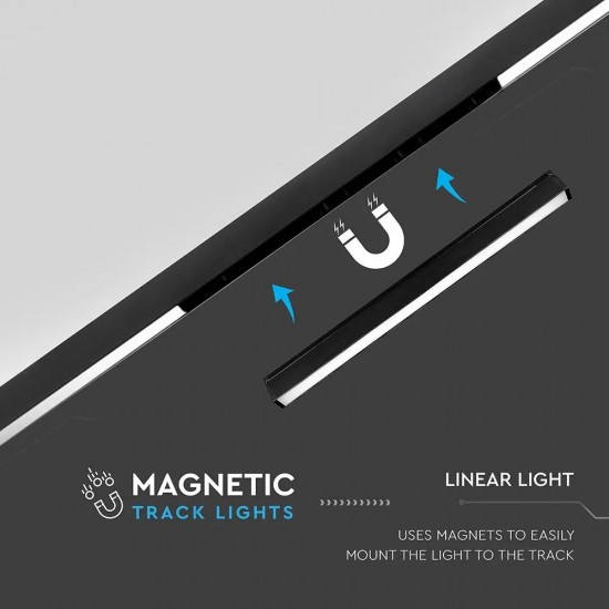Corp LED liniar magnetic 30W Corp Negru Alb Cald