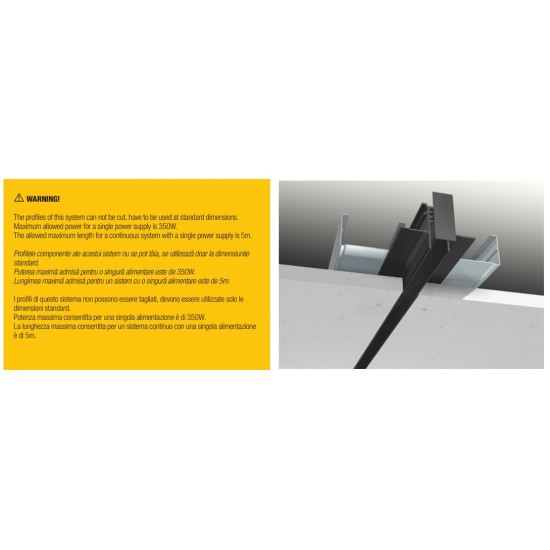 Sina magnetica 1m Xtrim S neagra cu montaj incastrat 48V DC IP40