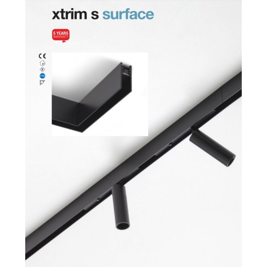 Sina magnetica 1m Xtrim S neagra cu montaj aparent 48V DC IP40