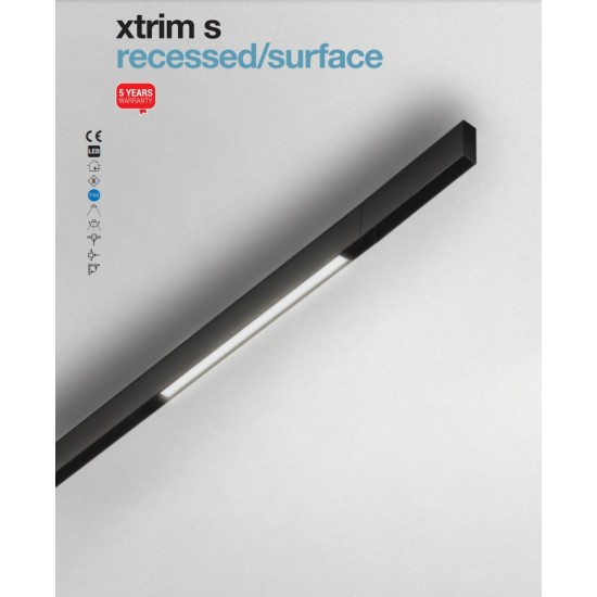 Sina magnetica 1m Xtrim S neagra cu montaj aparent 48V DC IP40