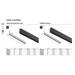 Sina magnetica 0.5m Xtrim S neagra cu montaj aparent 48V DC IP40