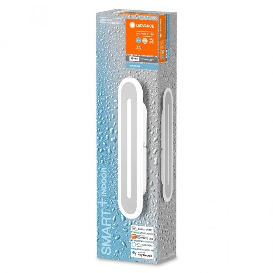 Aplica LED de baie inteligenta 13W Ledvance Smart+ WiFi ORBIS BATH WALL 300mm alb negru dimabila TW compatibil Amazon Alexa si Google Assistant IP44