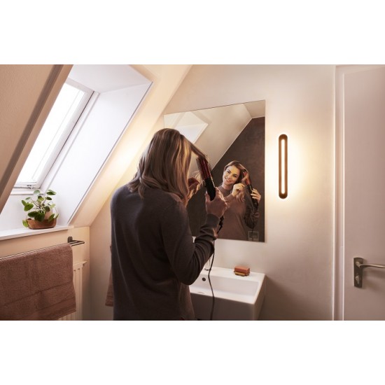 Aplica LED de baie inteligenta 13W Ledvance Smart+ WiFi ORBIS BATH WALL 300mm alb negru dimabila TW compatibil Amazon Alexa si Google Assistant IP44