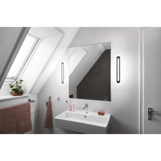 Aplica LED de baie inteligenta 13W Ledvance Smart+ WiFi ORBIS BATH WALL 300mm alb negru dimabila TW compatibil Amazon Alexa si Google Assistant IP44