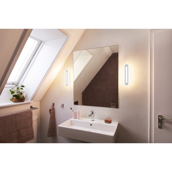 Aplica LED de baie inteligenta 13W Ledvance Smart+ WiFi ORBIS BATH WALL 300mm alb negru dimabila TW compatibil Amazon Alexa si Google Assistant IP44