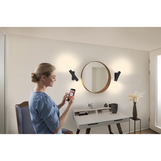 Aplica LED decorativa inteligenta 12W Ledvance Smart+ WiFi ORBIS CROSS alb negru dimabila TW compatibil Amazon Alexa si Google Assistant IP20