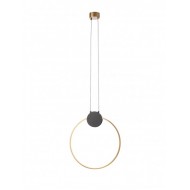 Pendul LED 11W cerc ATOM 400mm metal negru mat abajur alama antica lumina calda IP20