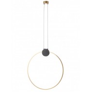 Pendul LED 20W cerc ATOM 600mm metal negru mat abajur alama antica lumina calda IP20