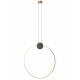 Pendul LED 20W cerc ATOM 600mm metal negru mat abajur alama antica lumina calda IP20