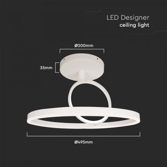 Plafoniera LED Designer 37W lumina calda si finisaj alb IP20