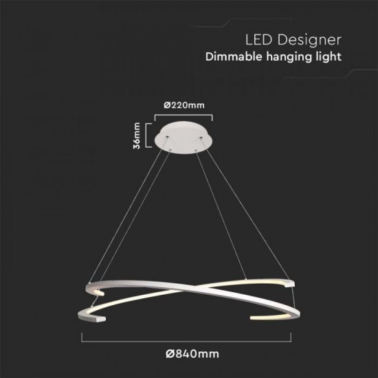Suspensie LED Designer 48W 840mm dimabila corp alb IP20