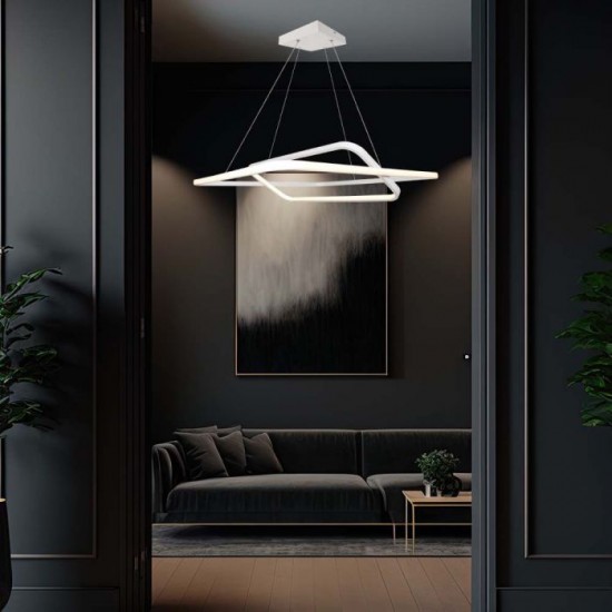 Suspensie LED Designer 48W 600mm dimabila corp alb IP20