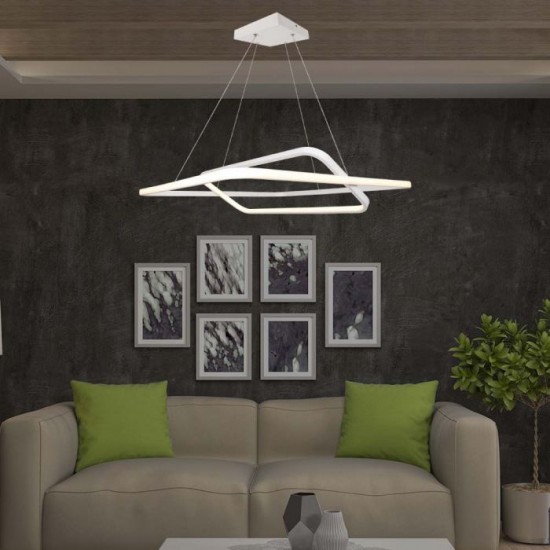 Suspensie LED Designer 48W 600mm dimabila corp alb IP20