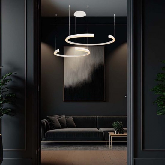 Suspensie LED Designer 48W 1160mm dimabila corp alb IP20