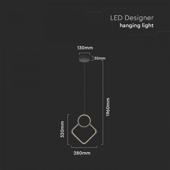 Pendul led de interior 12W designer corp negru IP20