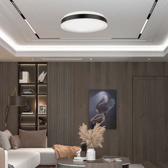 Plafoniera LED Designer 18W rotunda 350mm corp alb negru  lumina neutra IP20
