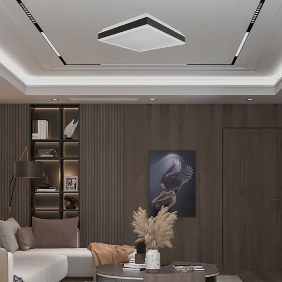Plafoniera LED Designer 38W patrata 400mm corp alb negru lumina neutra IP20