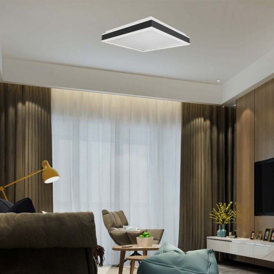 Plafoniera LED Designer 38W patrata 400mm corp alb negru lumina neutra IP20