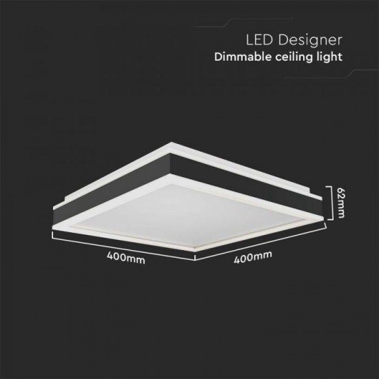 Plafoniera LED Designer 38W patrata 400mm corp alb negru lumina neutra IP20
