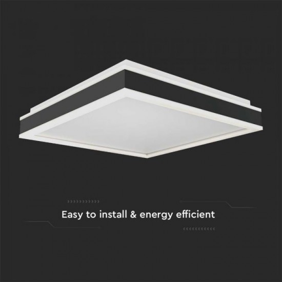 Plafoniera LED Designer 38W patrata 400mm corp alb negru lumina neutra IP20