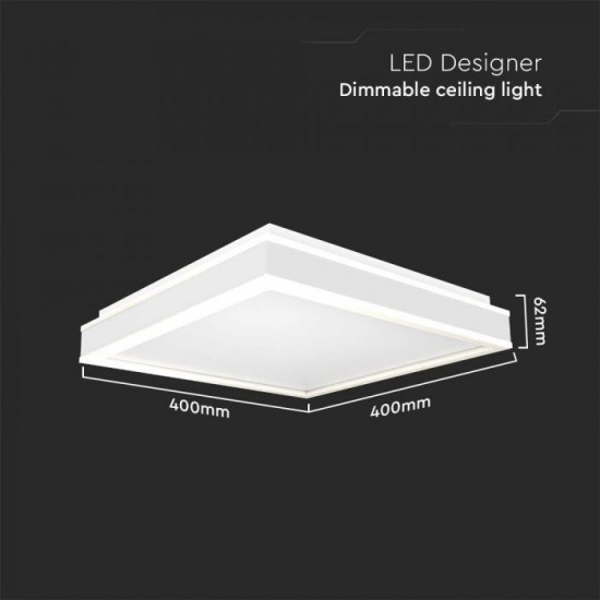 Plafoniera LED Designer 38W patrata 400mm finisaj alb lumina neutra IP20