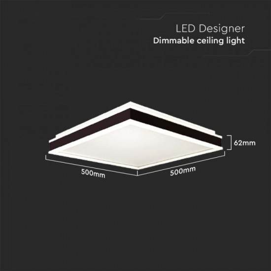 Plafoniera LED Designer 48W patrata 500mm dimabila corp alb negru lumina neutra IP20