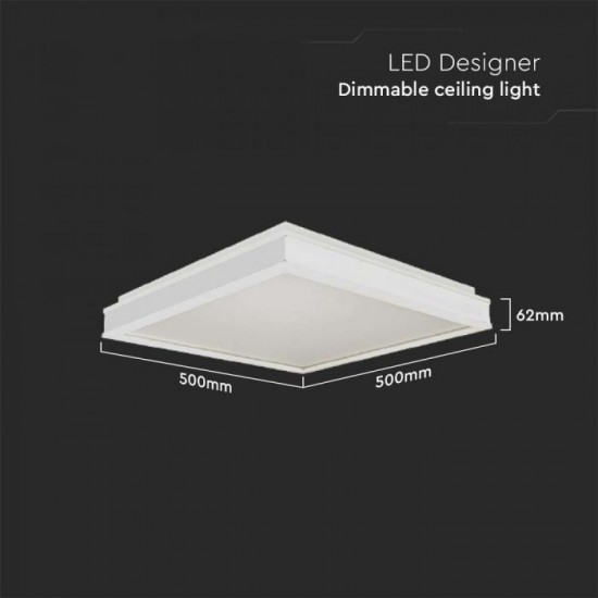 Plafoniera LED Designer 48W patrata 500mm dimabila corp alb lumina neutra IP20