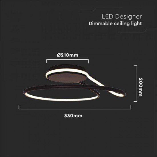 Plafoniera LED Designer 54W 530mm dimabila finisaj negru lumina neutra IP20