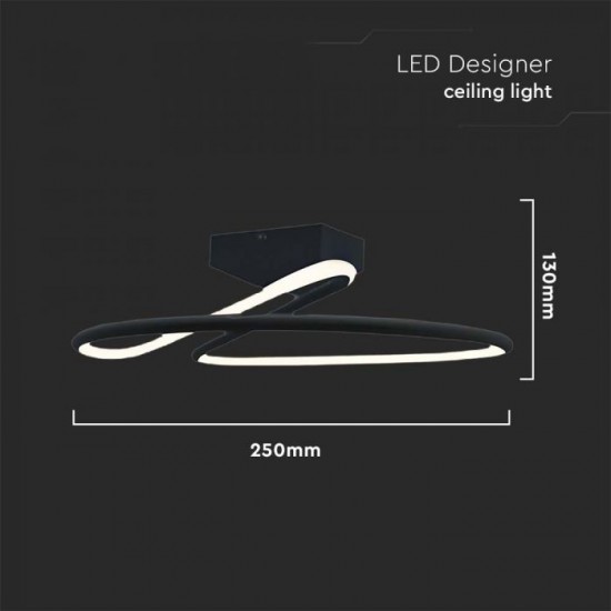 Plafoniera LED Designer 20W 250mm lumina neutra si finisaj negru elegant IP20
