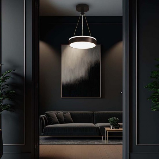 Suspensie LED Designer 12W 240mm lumina neutra si finisaj negru IP20