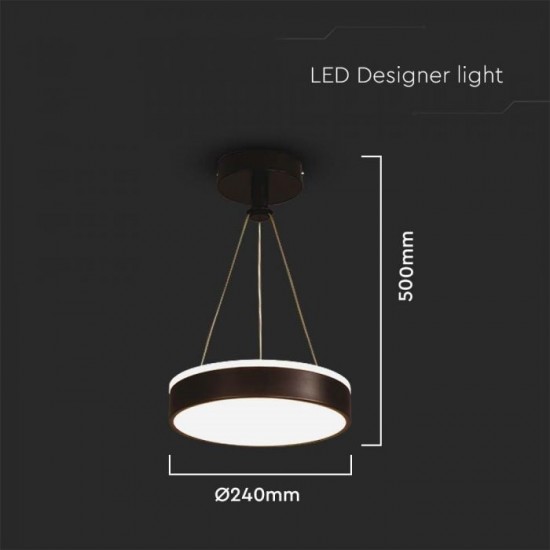 Suspensie LED Designer 12W 240mm lumina neutra si finisaj negru IP20