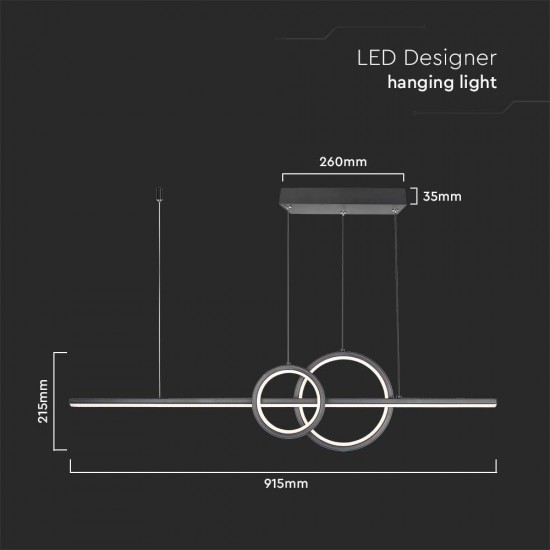 Suspensie LED Designer 15W 915mm corp negru lumina neutra IP20