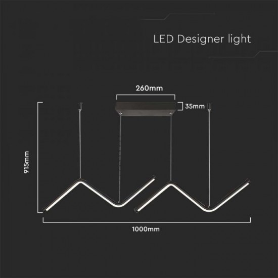 Suspensie LED Designer 12W 1000mm corp negru lumina neutra IP20