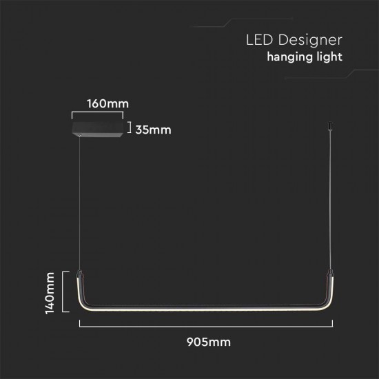Suspensie LED Designer 12W 905mm corp negru lumina neutra IP20