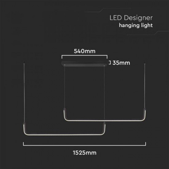 Suspensie LED Designer 24W 1525mm corp negru lumina neutra IP20