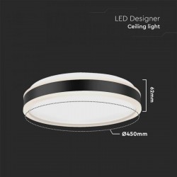 Plafoniera LED Designer 24W rotunda 450mm corp alb negru lumina neutra IP20