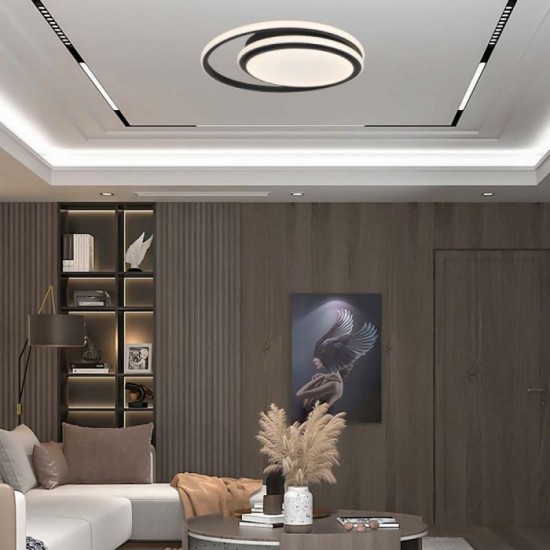 Plafoniera LED Designer 24W dubla rotunda finisaj alb negru lumina neutra IP20