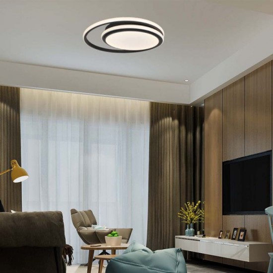 Plafoniera LED Designer 24W dubla rotunda finisaj alb negru lumina neutra IP20