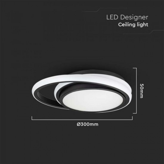 Plafoniera LED Designer 24W dubla rotunda finisaj alb negru lumina neutra IP20