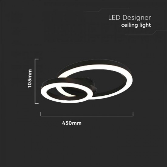 Plafoniera LED Designer 20W 450mm lumina calda si finisaj negru elegant IP20