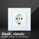 Priza simpla alba 16A cu rama de sticla