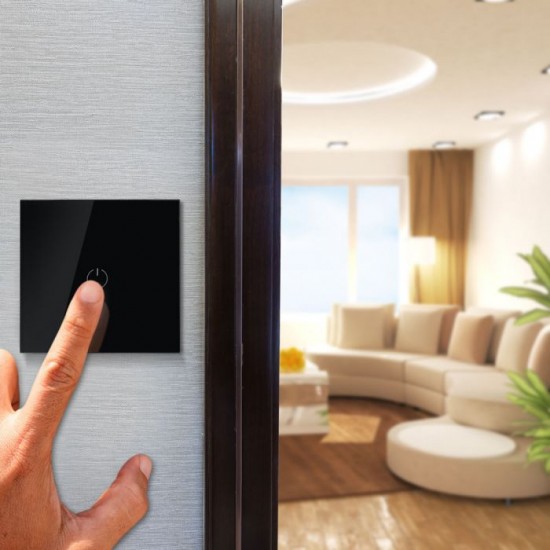 Intrerupator simplu cu touch Livolo cu rama din sticla neagra