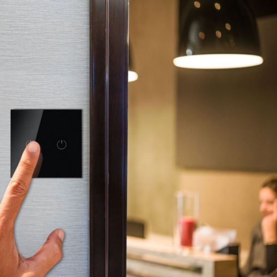Intrerupator dublu cu touch Livolo cu rama din sticla neagra