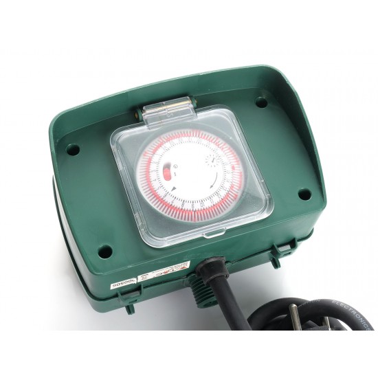 Prelungitor gradina 2 intrari cu tarus si temporizator mecanic cablu 3G IP44 verde