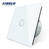 Intrerupator simplu cu touch Livolo cu rama din sticla alba