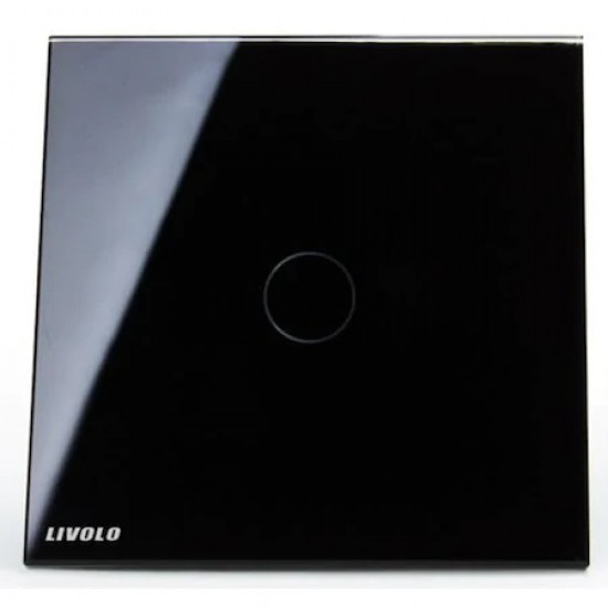 Intrerupator simplu cu touch Livolo cu rama din sticla neagra