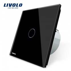 Intrerupator simplu cu touch Livolo cu rama din sticla neagra